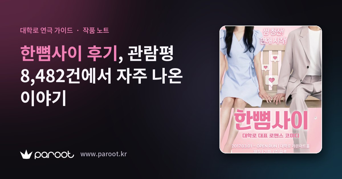 한뼘사이 후기, 관람평 8,482건에서 자주 나온 이야기
